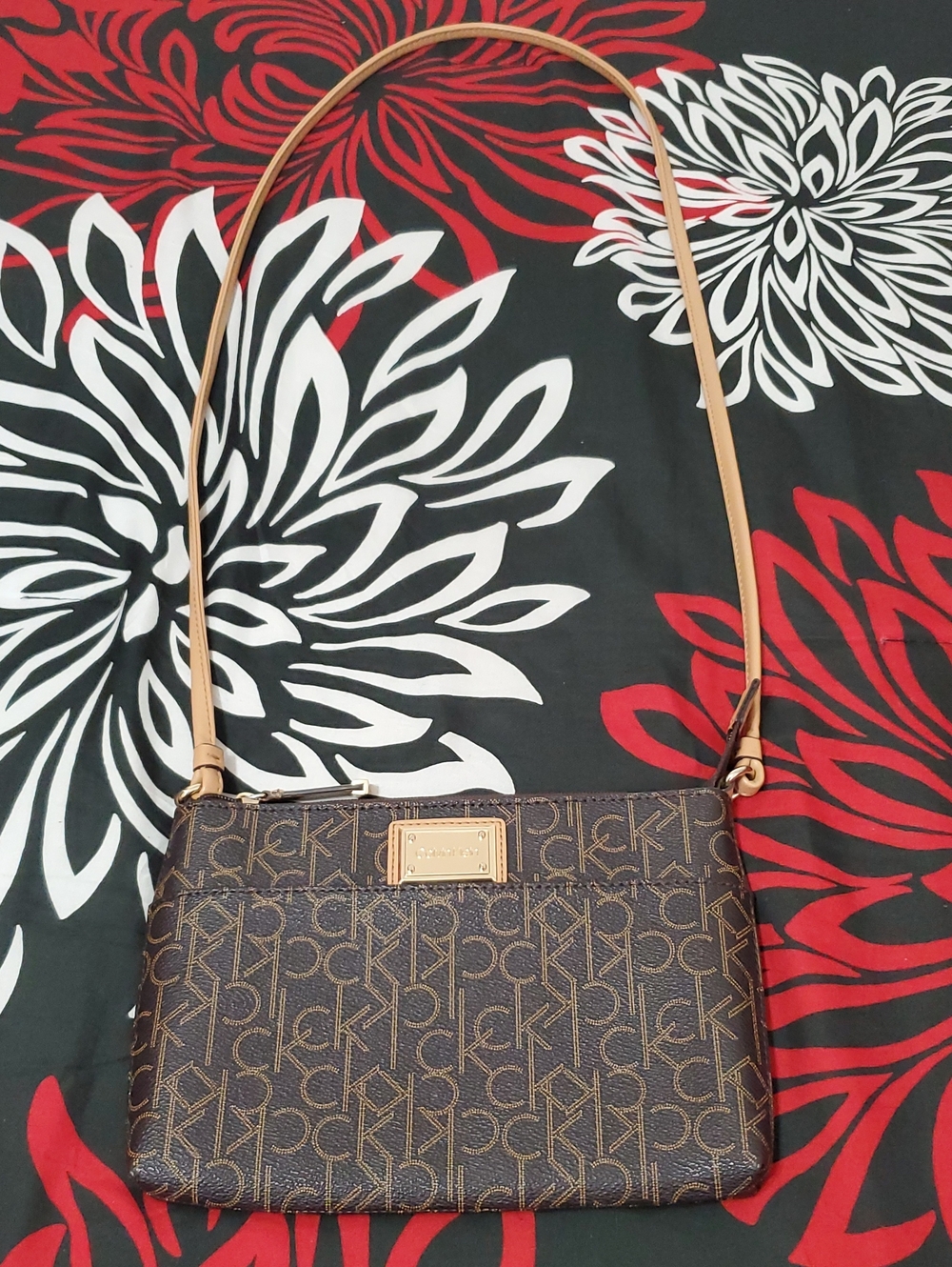 Calvin Klein Dark Brown Monogram Crossbody Bag